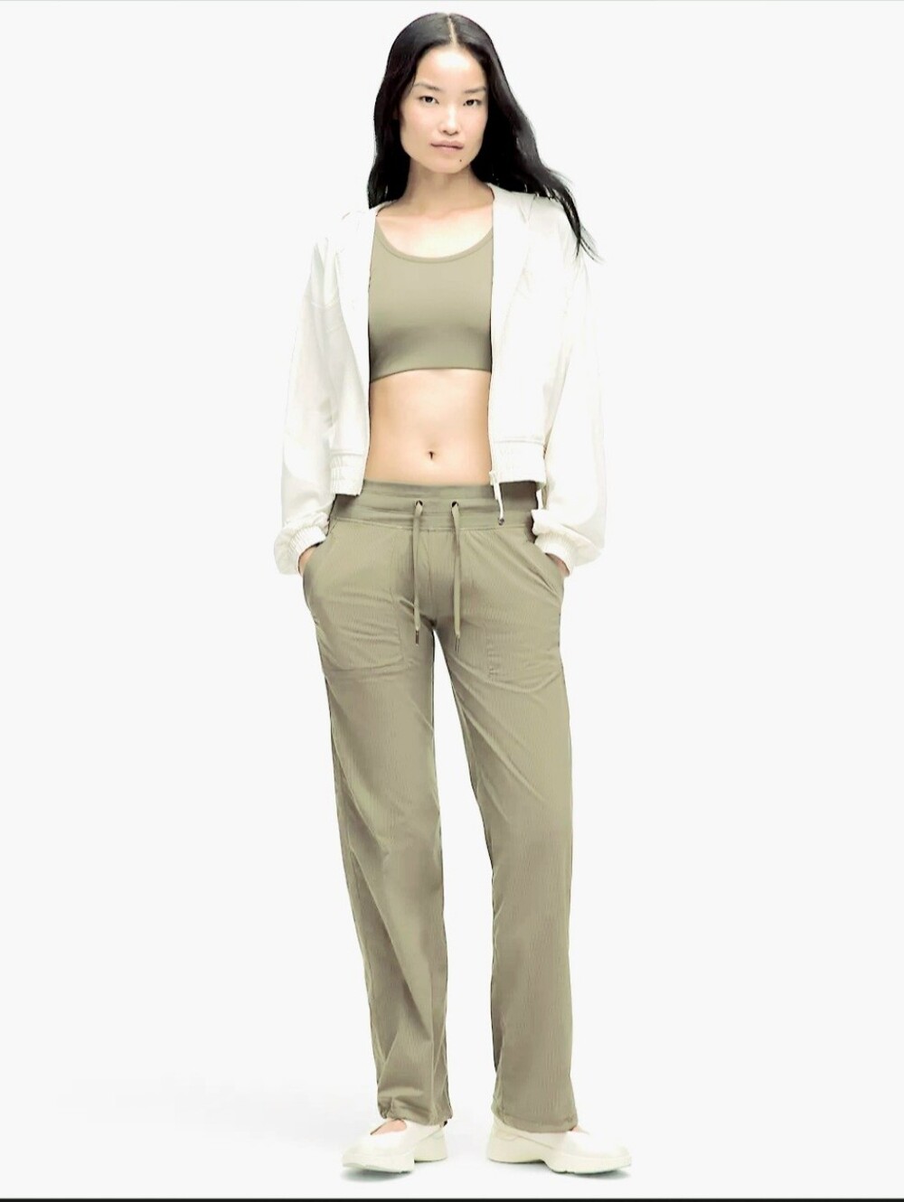 Lululemon Dance Studio Drawstring Straight Pants In Light Green/Olive - Size 14